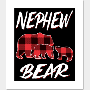 Nephew Bear Red Plaid Christmas Pajama Matching Family Gift Posters and Art